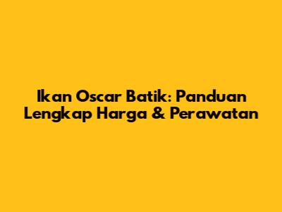 Ikan Oscar Batik: Panduan Lengkap Harga & Perawatan
