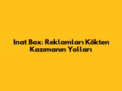Inat Box: Reklamları Kökten Kazımanın Yolları