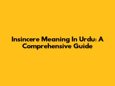 Insincere Meaning In Urdu: A Comprehensive Guide