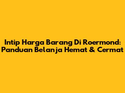 Intip Harga Barang Di Roermond: Panduan Belanja Hemat & Cermat