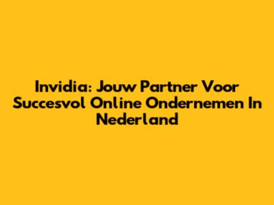 Invidia: Jouw Partner Voor Succesvol Online Ondernemen In Nederland