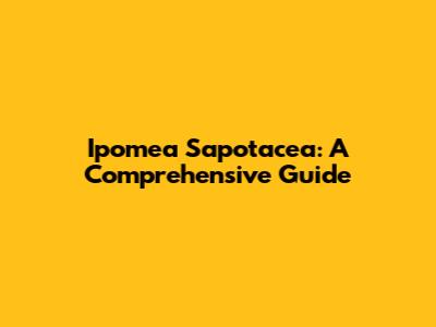 Ipomea Sapotacea: A Comprehensive Guide