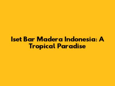 Iset Bar Madera Indonesia: A Tropical Paradise