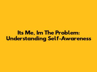 It's Me, I'm The Problem: Understanding Self-Awareness