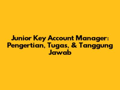 Junior Key Account Manager: Pengertian, Tugas, & Tanggung Jawab