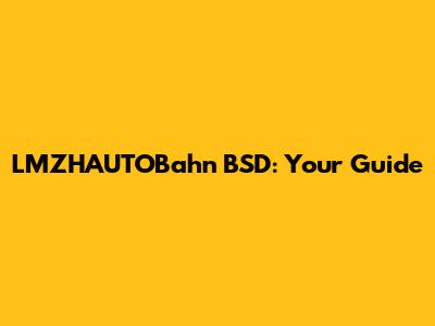 LMZHAUTOBahn BSD: Your Guide