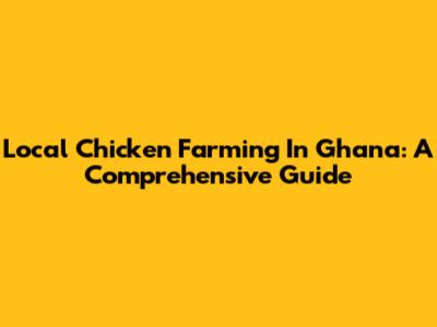 Local Chicken Farming In Ghana: A Comprehensive Guide