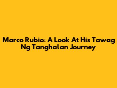 Marco Rubio: A Look At His "Tawag Ng Tanghalan" Journey