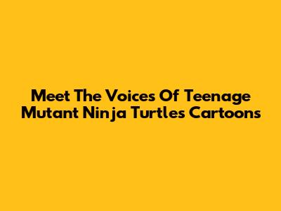 Meet The Voices Of Teenage Mutant Ninja Turtles Cartoons