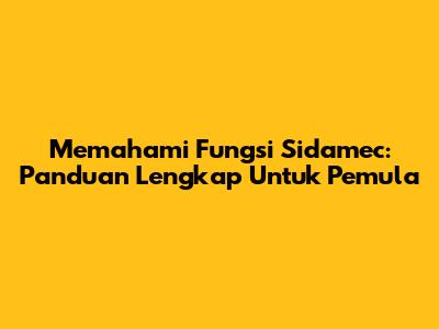 Memahami Fungsi Sidamec: Panduan Lengkap Untuk Pemula