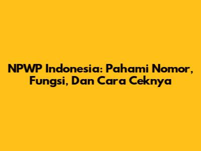 NPWP Indonesia: Pahami Nomor, Fungsi, Dan Cara Ceknya