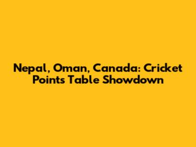 Nepal, Oman, Canada: Cricket Points Table Showdown