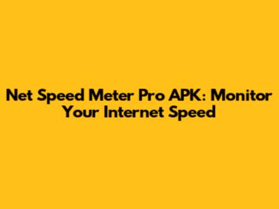 Net Speed Meter Pro APK: Monitor Your Internet Speed
