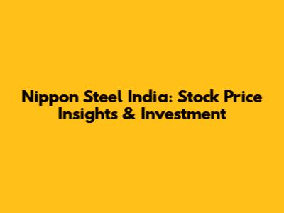 Nippon Steel India: Stock Price Insights & Investment