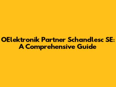 OElektronik Partner Schandlesc SE: A Comprehensive Guide
