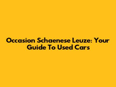 Occasion Schaenese Leuze: Your Guide To Used Cars