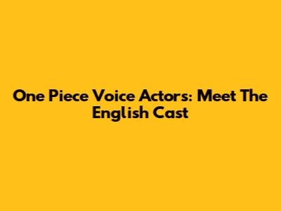 One Piece Voice Actors: Meet The English Cast