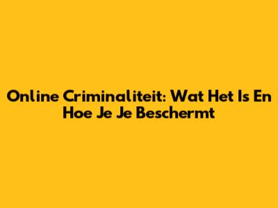 Online Criminaliteit: Wat Het Is En Hoe Je Je Beschermt