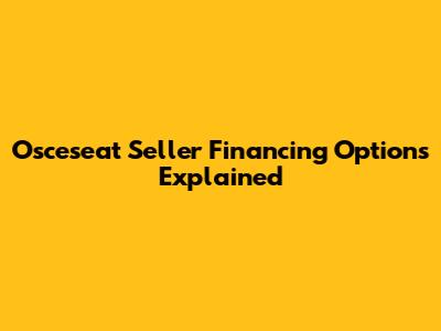 Osceseat Seller Financing Options Explained