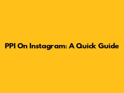 PPI On Instagram: A Quick Guide