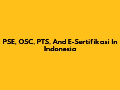 PSE, OSC, PTS, And E-Sertifikasi In Indonesia