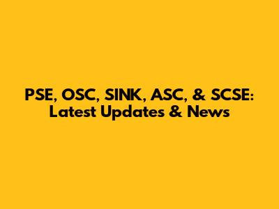 PSE, OSC, SINK, ASC, & SCSE: Latest Updates & News