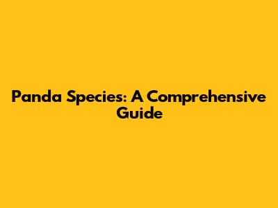 Panda Species: A Comprehensive Guide
