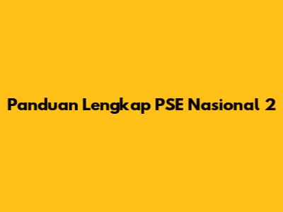 Panduan Lengkap PSE Nasional 2