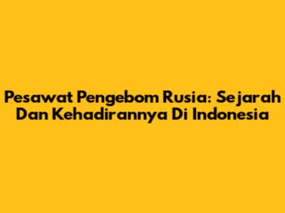 Pesawat Pengebom Rusia: Sejarah Dan Kehadirannya Di Indonesia