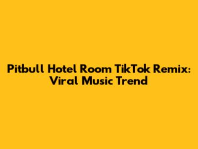 Pitbull Hotel Room TikTok Remix: Viral Music Trend