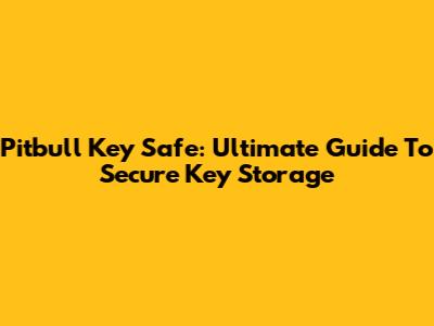 Pitbull Key Safe: Ultimate Guide To Secure Key Storage