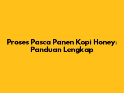 Proses Pasca Panen Kopi Honey: Panduan Lengkap