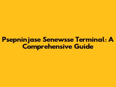 Psepninjase Senewsse Terminal: A Comprehensive Guide