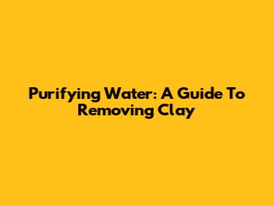 Purifying Water: A Guide To Removing Clay