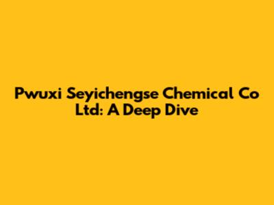 Pwuxi Seyichengse Chemical Co Ltd: A Deep Dive