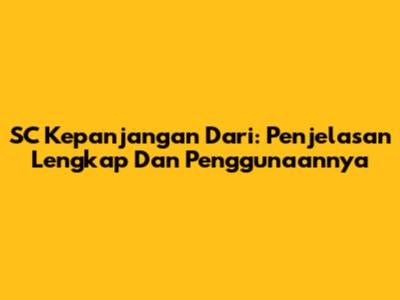 SC Kepanjangan Dari: Penjelasan Lengkap Dan Penggunaannya