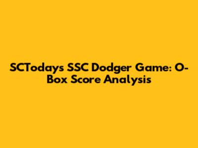 SCToday's SSC Dodger Game: O-Box Score Analysis