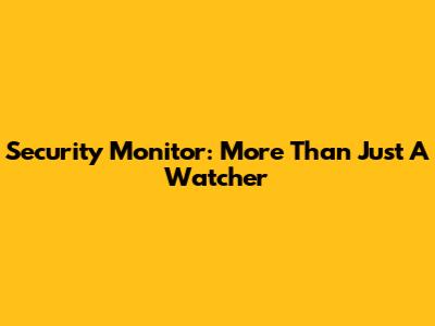 Security Monitor: More Than Just A Watcher