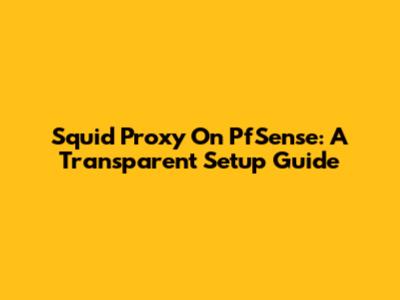 Squid Proxy On PfSense: A Transparent Setup Guide