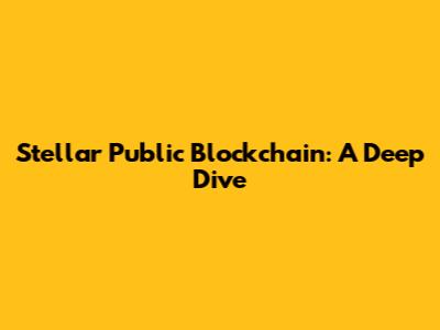 Stellar Public Blockchain: A Deep Dive