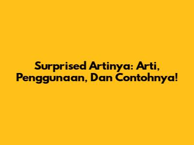 Surprised Artinya: Arti, Penggunaan, Dan Contohnya!