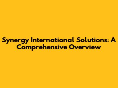 Synergy International Solutions: A Comprehensive Overview