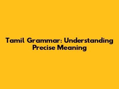 Tamil Grammar: Understanding Precise Meaning