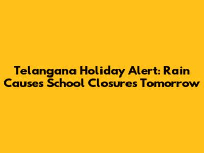 Telangana Holiday Alert: Rain Causes School Closures Tomorrow