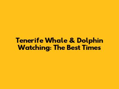 Tenerife Whale & Dolphin Watching: The Best Times