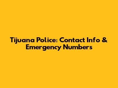 Tijuana Police: Contact Info & Emergency Numbers