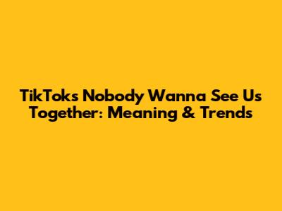 TikTok's 'Nobody Wanna See Us Together': Meaning & Trends