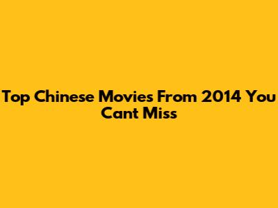 Top Chinese Movies From 2014 You Can't Miss