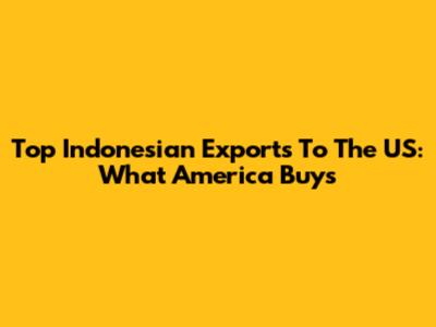Top Indonesian Exports To The US: What America Buys