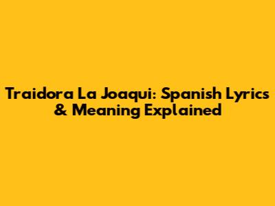 Traidora La Joaqui: Spanish Lyrics & Meaning Explained